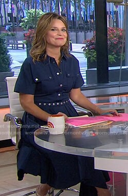 Savannah’s blue button front pleated dress on Today