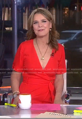 Savannah’s red belted midi dress on Today