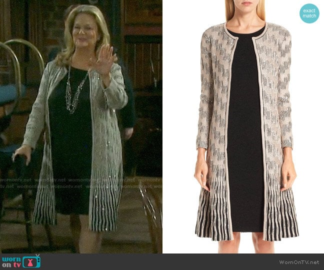 St John Collection Inlaid Sequin Trellis Fit & Flare Topper worn by Anna DiMera (Leann Hunley) on Days of our Lives