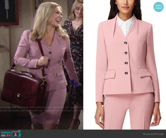 Tahari ASL Pintuck-Collar Jacket worn by Britney on The Young and the Restless