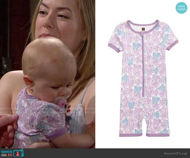 Tea Collection Fitted One-Piece Short Pajamas worn by baby Beth on The Bold and the Beautiful