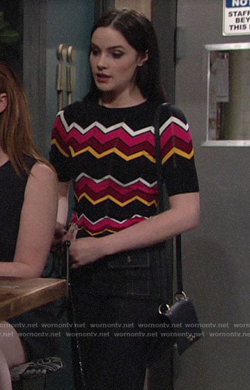 Tessa’s chevron striped knit top on The Young and the Restless