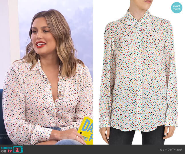 Multicolor Heart-Pattern Shirt by The Kooples worn by Carissa Loethen Culiner on E! News