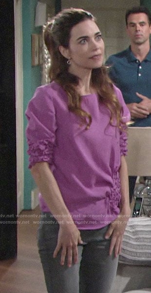 Victoria’s pink gathered top on The Young and the Restless