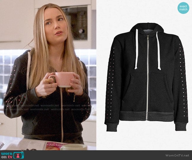 Wildfox Rainbow Glitz Hoodie worn by Ainsley Howard (Rebecca Rittenhouse) on Four Weddings and a Funeral