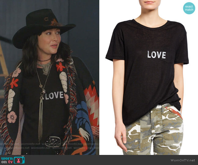Amber Love Short-Sleeve Linen Tee by Zadig & Voltaire worn by Shannen Doherty  on BH90210