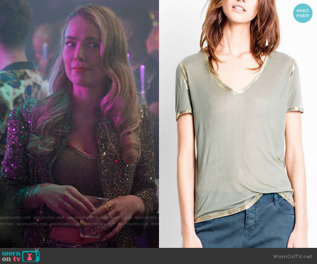 Zadig & Voltaire Tino Tee worn by Ainsley Howard (Rebecca Rittenhouse) on Four Weddings and a Funeral