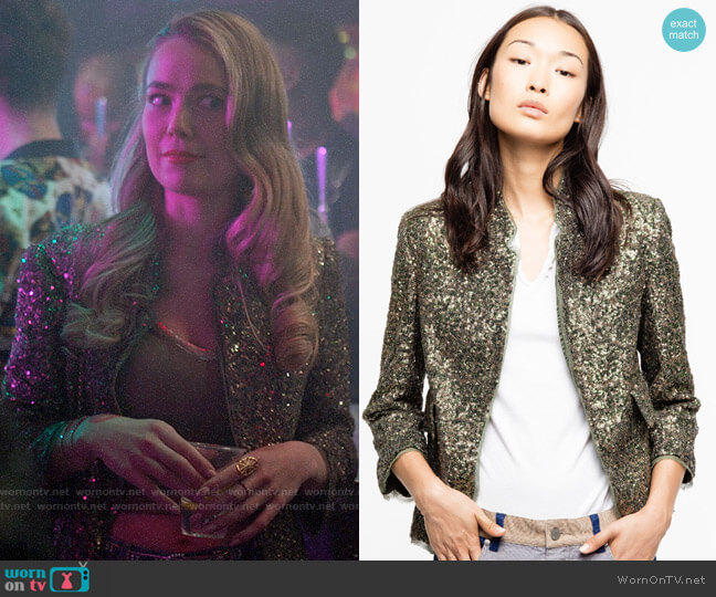 Zadig & Voltaire Verys Sequin Jacket worn by Ainsley Howard (Rebecca Rittenhouse) on Four Weddings and a Funeral
