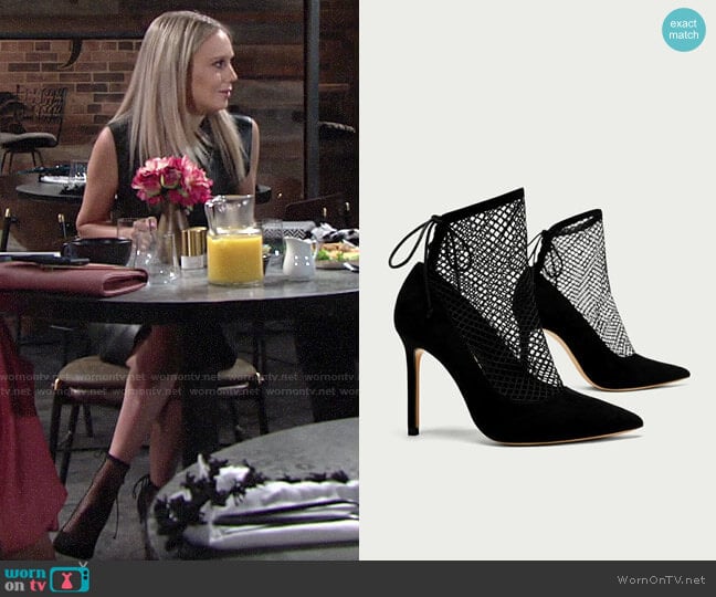 Zara Fishnet Pumps worn by Abby Newman (Melissa Ordway) on The Young and the Restless