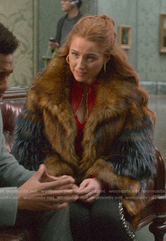 Zara's fur coat on Four Weddings and a Funeral