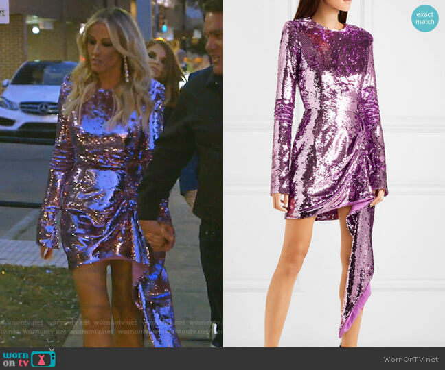 Draped Sequined Crepe Mini Dress by 16Arlington worn by Stephanie Hollman on The Real Housewives of Dallas