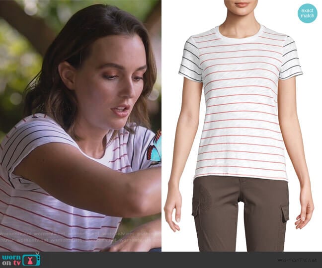 Striped Slub Jersey Short-Sleeve Cotton Tee by Anthony Thomas Melillo worn by Angie (Leighton Meester) on Single Parents