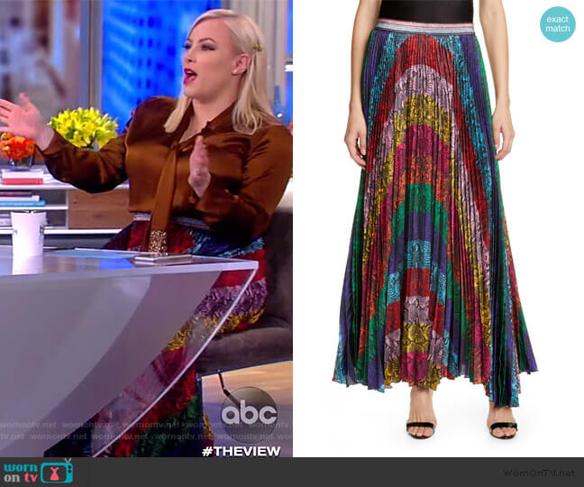 Katz Sunburst Snakeskin Maxi Skirt by Alice + Olivia worn by Meghan McCain on The View