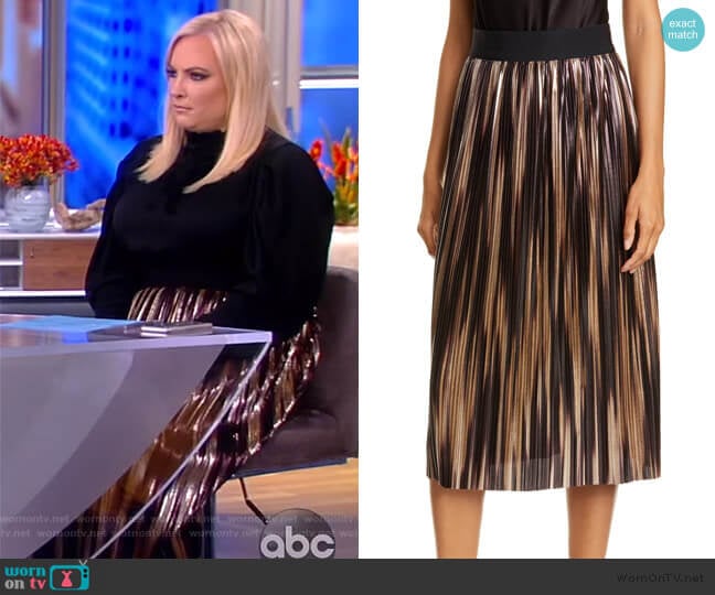 Mikaela Metallic Pleated Skirt by Alice + Olivia worn by Meghan McCain on The View