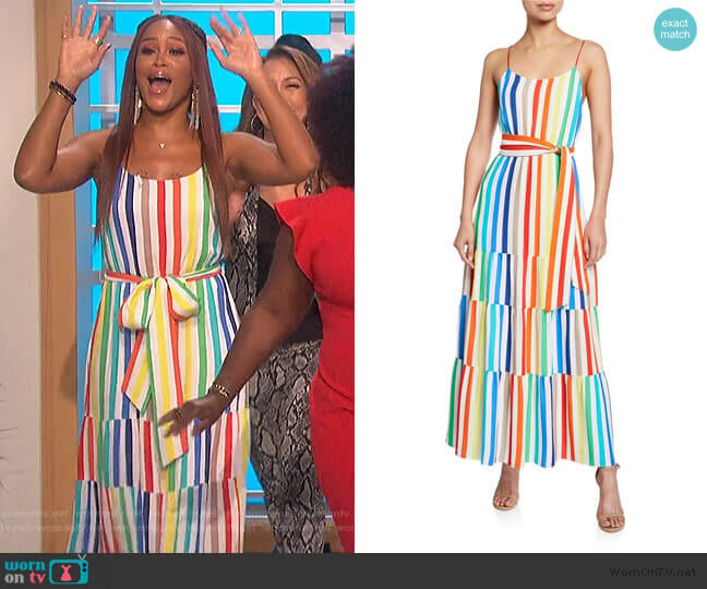 Janan Striped Maxi Dress by Alice + Olivia worn by Eve on The Talk