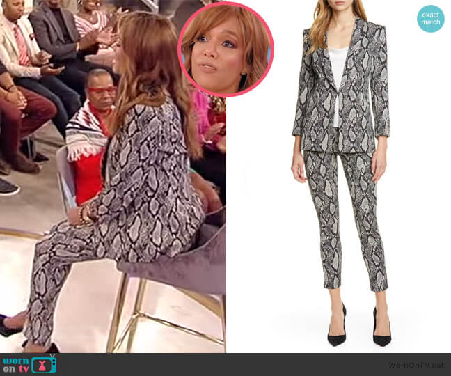 Richie Snake Print Cotton Blend Jacket and Pants by Alice + Olivia worn by Sunny Hostin on the Tamron Hall Show