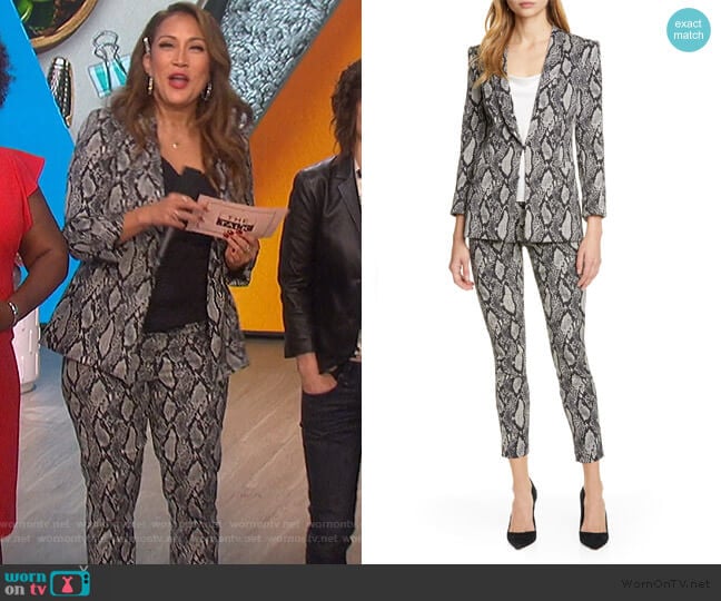 Richie Snake Print Jacket and Pants by Alice + Olivia worn by Carrie Inaba on The Talk