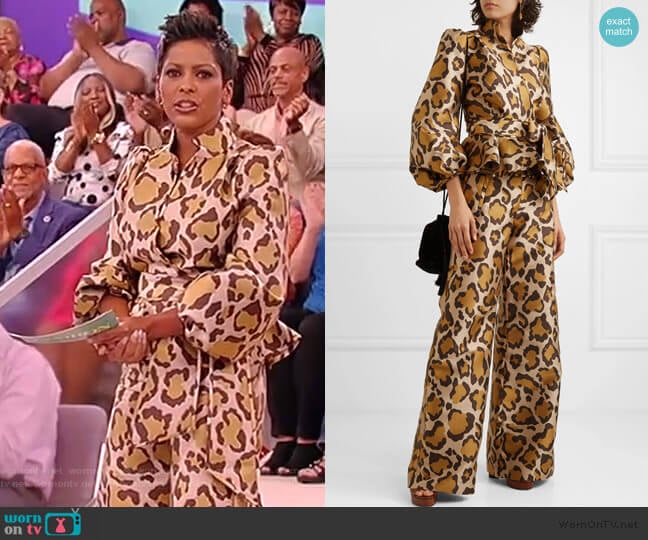 WornOnTV: Tamron’s leopard wrap blouse and pants on the Tamron Hall ...