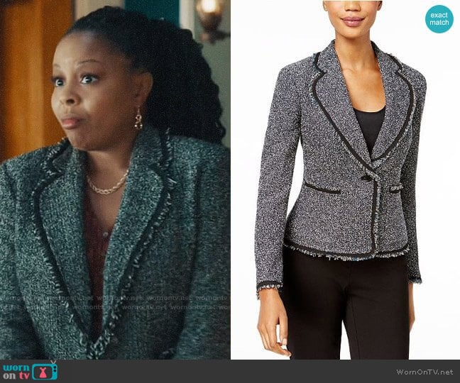 Anne Klein Fringed Tweed Blazer  worn by Adams (Tymberlee Hill) on Perfect Harmony