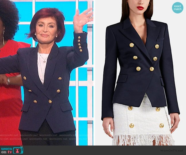 Gabardine Double-Breasted Blazer by Balmain worn by Sharon Osbourne on The Talk