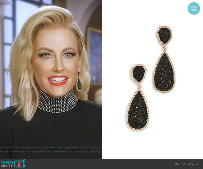 Moonlight Druzy Drop Earrings by BaubleBar worn by Stephanie Hollman  on The Real Housewives of Dallas