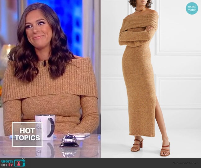 Mariel off-the-shoulder knitted maxi dress by Cult Gaia worn by Abby Huntsman on The View