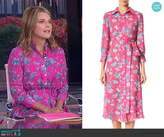 Floral Belted Silk Midi Dress by Carolina Herrera worn by Savannah Guthrie on Today