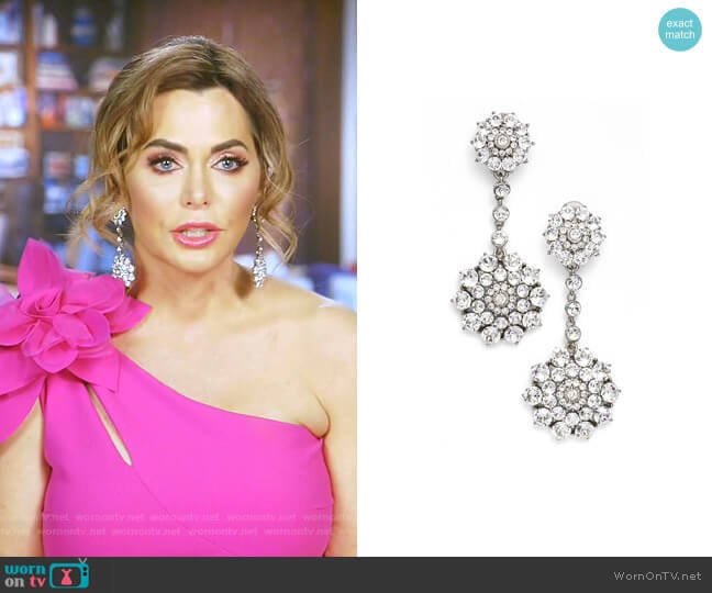 Classic Jeweled Swarovski Crystal Drop Earrings by Oscar de la Renta worn by D’Andra Simmons on The Real Housewives of Dallas