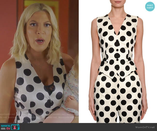 Polka-Dot Duchess Satin Vest by Dolce & Gabbana worn by Tori Spelling (Tori Spelling) on BH90210