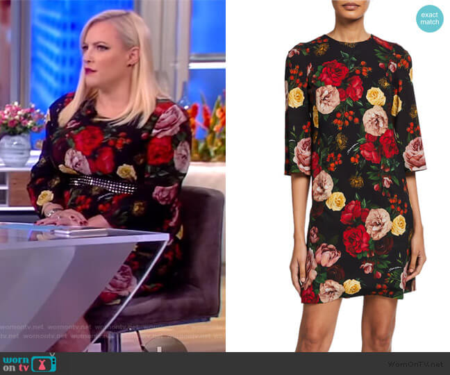 Crepe Rose Print Shift Dress by Dolce & Gabbana worn by Meghan McCain on The View