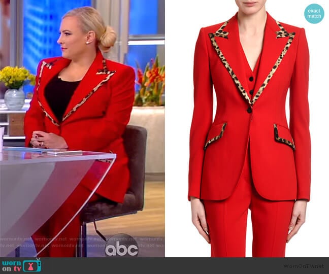 Leopard-Trimmed Wool Blazer and pants by Dolce & Gabbana worn by Meghan McCain on The View