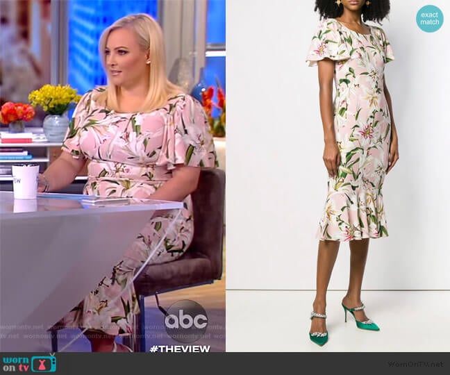 Floral-print crepe mini dress by Dolce & Gabbana worn by Meghan McCain on The View