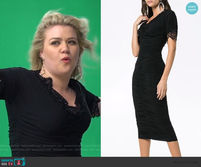 Trimmed Ruched Silk Georgette Dress by Dolce & Gabbana worn by Kelly Clarkson on The Kelly Clarkson Show