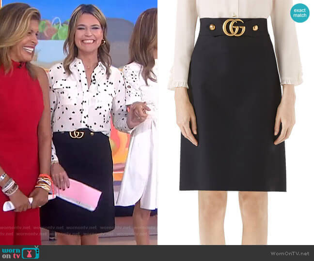 WornOnTV: Savannah’s white star print blouse and Gucci skirt on Today ...