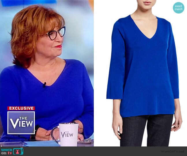 V-Neck 3/4-Sleeve Merino Wool Top by Eileen Fisher worn by Joy Behar on The View