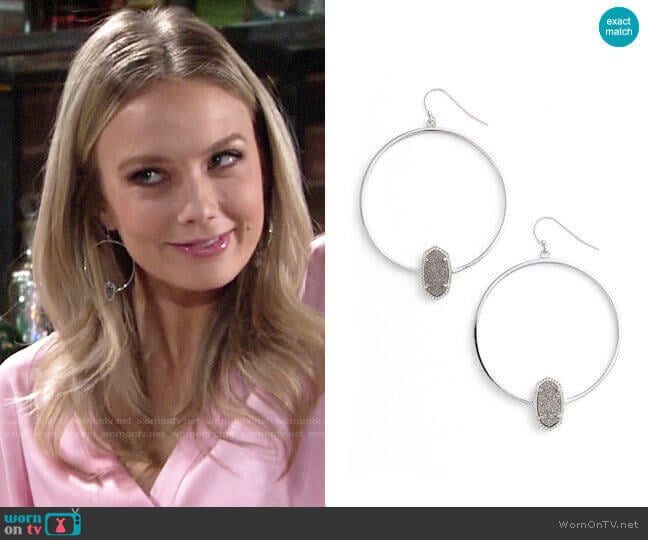 Kendra Scott Elora Hoop Earrings worn by Abby Newman (Melissa Ordway) on The Young and the Restless