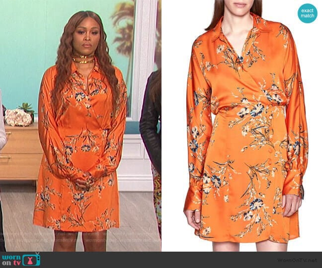 WornOnTV: Eve’s orange floral print wrap dress on The Talk | Eve ...