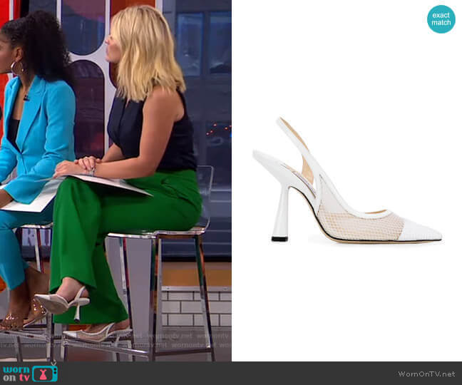 Fetto 100 Slingback Pumps by Jimmy Choo worn by Sara Haines on Good Morning America