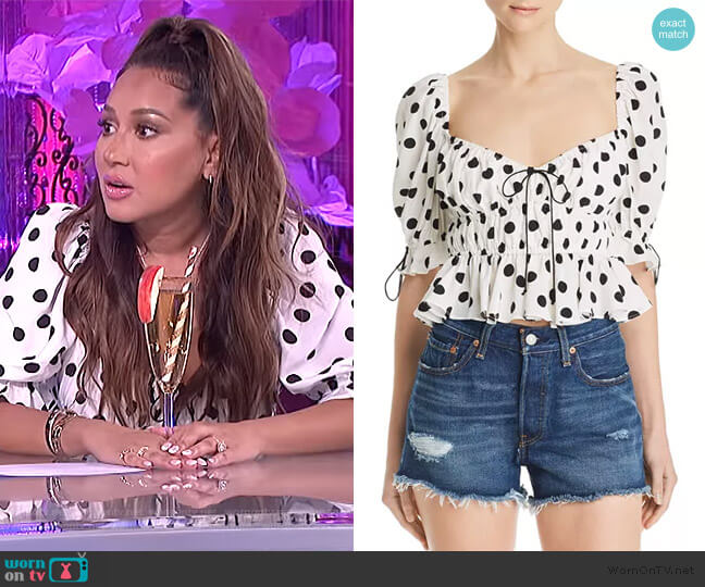 Mochi Summer Top ty  by For Love & Lemons worn by Adrienne Houghton on The Real