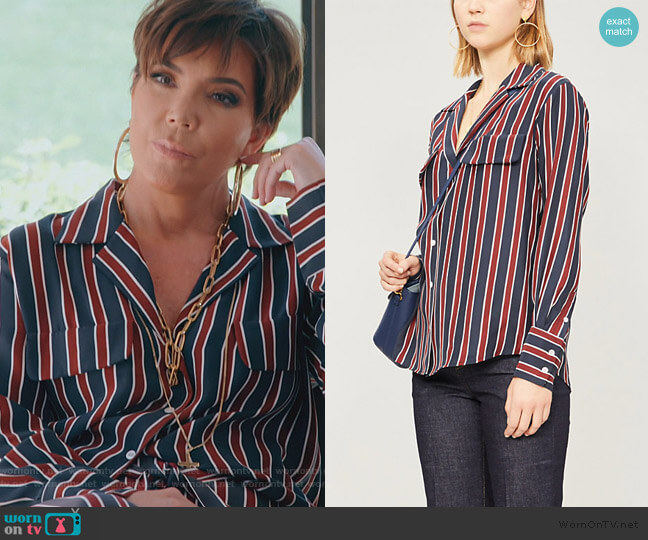Striped crepe shirt by Frame worn by Kris Jenner on Keeping Up with the Kardashians