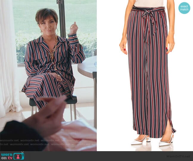 Side Slit Striped Pants by Frame worn by Kris Jenner on Keeping Up with the Kardashians