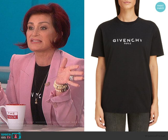 Logo Oversize Tee by Givenchy worn by Sharon Osbourne on The Talk