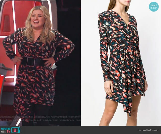 Asymmetric Printed Dress by Givenchy worn by Kelly Clarkson on The Voice