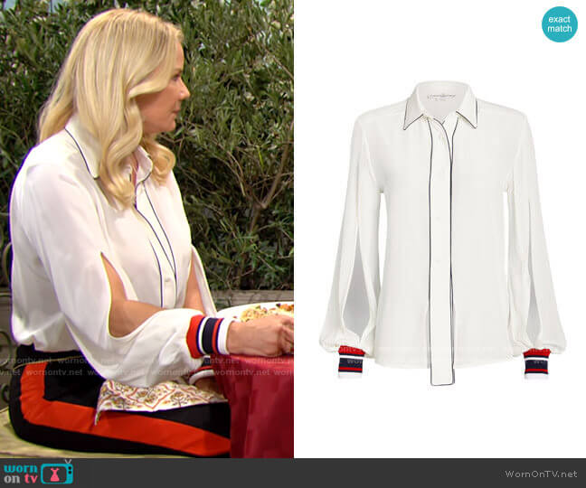 Golden Goose Isako Silk Button Front Blouse worn by Brooke Logan (Katherine Kelly Lang) on The Bold & the Beautiful