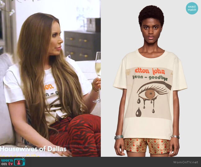 Gucci Elton John T-shirt by Gucci worn by LeeAnne Locken on The Real Housewives of Dallas