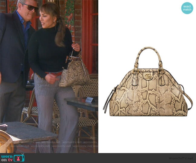 Genuine Python Satchel by Gucci worn by Kelly Dodd on The Real Housewives of Orange County