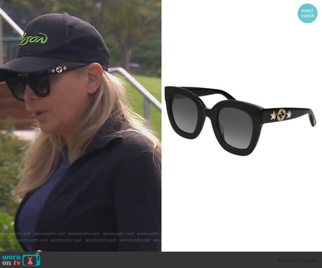 Rectangle Acetate GG Sunglasses by Gucci worn by Shannon Beador on The Real Housewives of Orange County