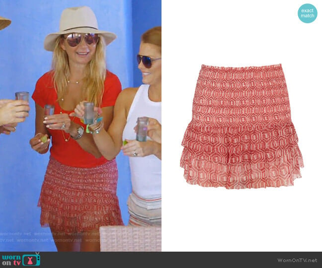 Zelia Printed Mini Skirt by Isabel Marant Etoile worn by Kary Brittingham on The Real Housewives of Dallas