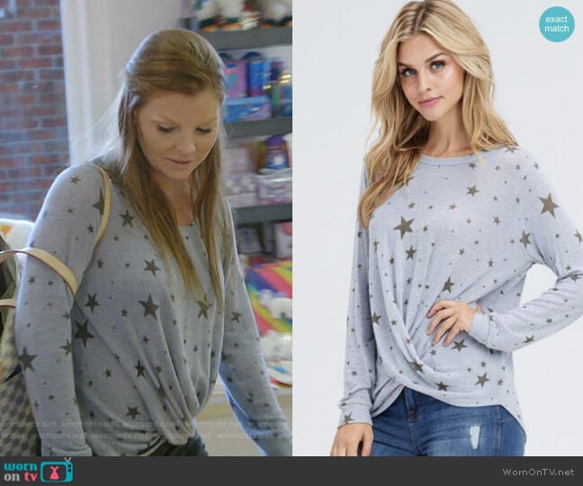 Star Print Top by Jamie and Maxi worn by Brandi Redmond on The Real Housewives of Dallas