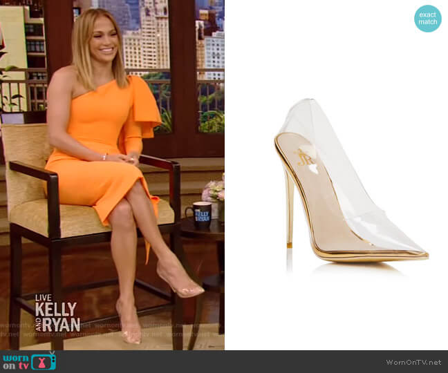 Fancy Stiletto Gold Pumps by Jessica Rich worn by Jennifer Lopez on Live with Kelly and Ryan